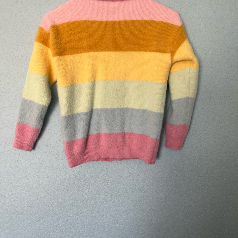 SHEIN Pink and Yellow Hoodie with Cozy Knit Texture - Picture 3 of 5